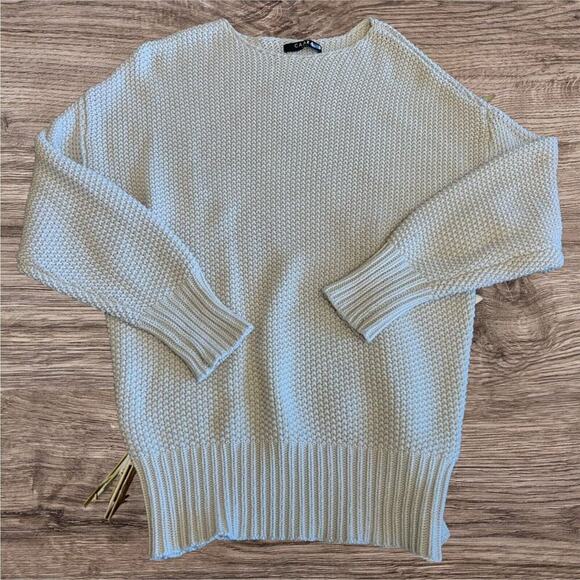 CAARA Sweaters - CAARA Day By Day Sweater - Size S - Cream Knit - Boat Neck - Long Sleeves